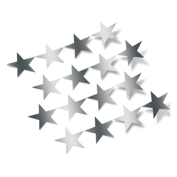 Metallic Silver Stars Vinyl Wall Decals