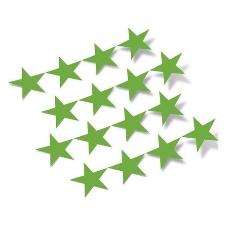 Lime green star-shaped vinyl wall decals arranged in a scattered pattern on a plain white background.