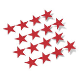 Red star vinyl wall decals in a scattered arrangement on a white background