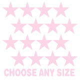 Baby Pink Stars Vinyl Wall Decals - Decorative star-shaped wall stickers in a soft, baby pink color that can be arranged in various patterns.