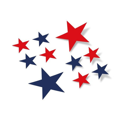 Navy Blue and Red Star-Shaped Vinyl Wall Decals