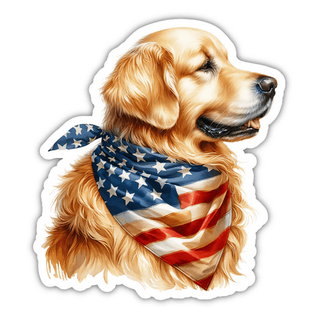 Patriotic Golden Retriever Sticker