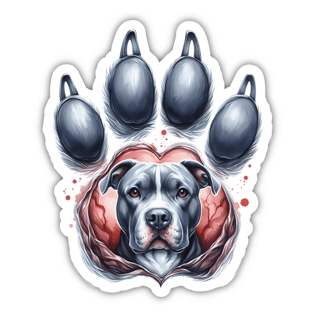 Blue Watercolor Pawprint Pitbull