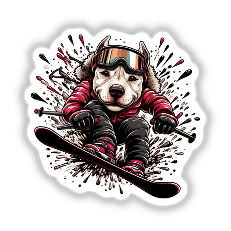 Snowboarding Pitbull Dog