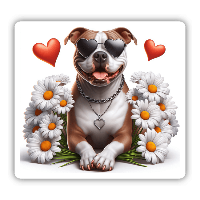Daisies and Hearts Pitbull