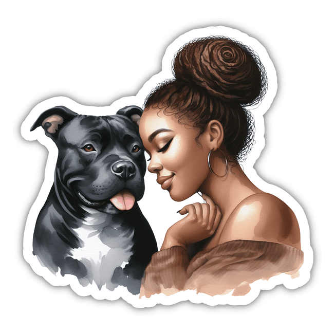 African American Lady Loves Her Pitbull