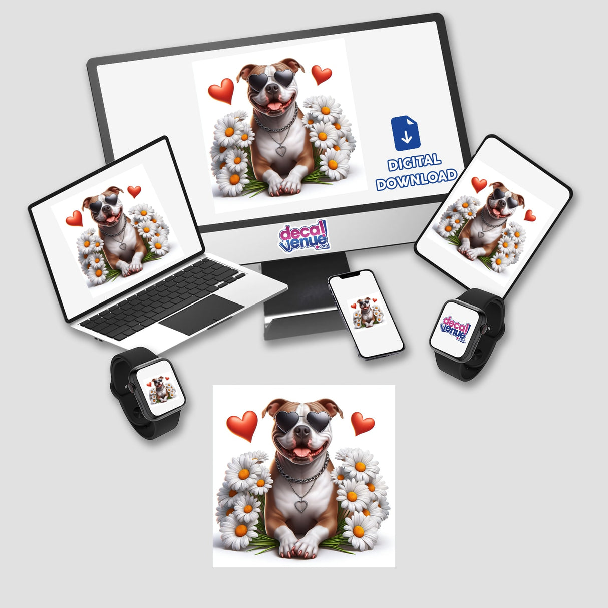 Daisies and Hearts Pitbull