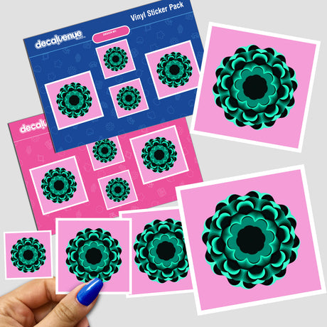 Green-ish Centered Mandala Design with a Pink-ish Background ~ 3.4.24.1
