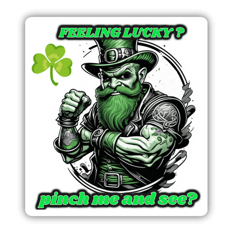 Lucky Leprechaun cartoon illustration available as stickers or digital artwork from Decal Venue.