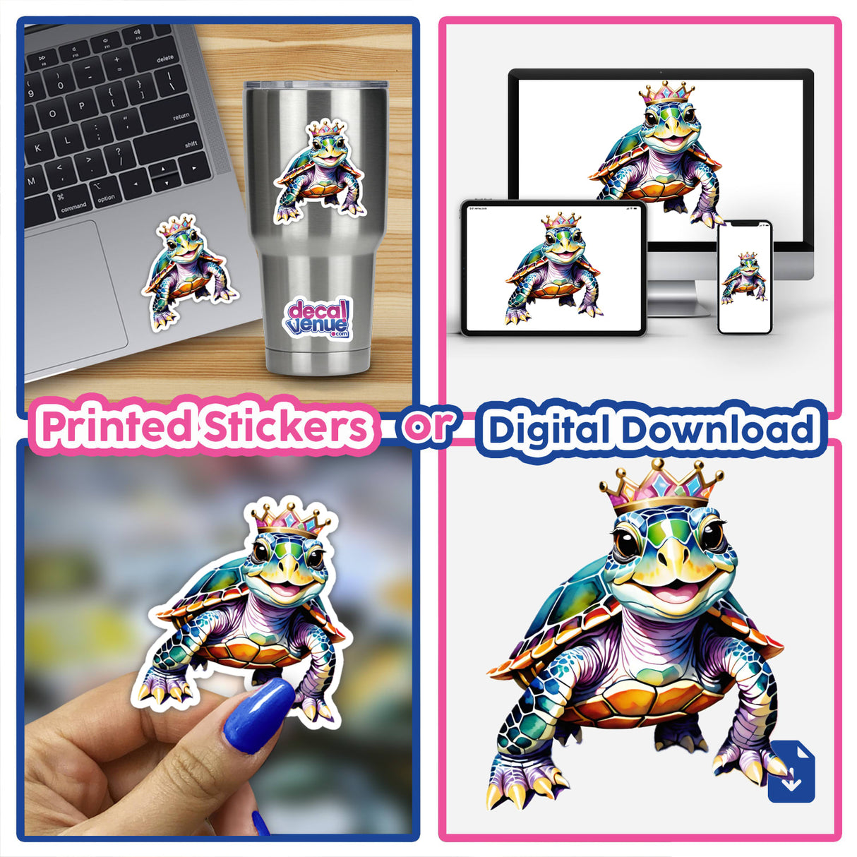 Watercolor Crowned Turtle