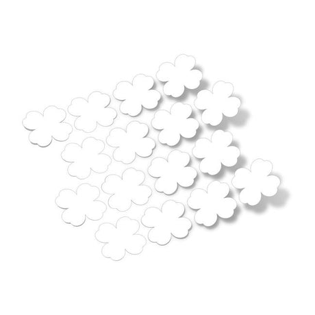 Stylized white shamrock vinyl wall decals arranged in a decorative pattern