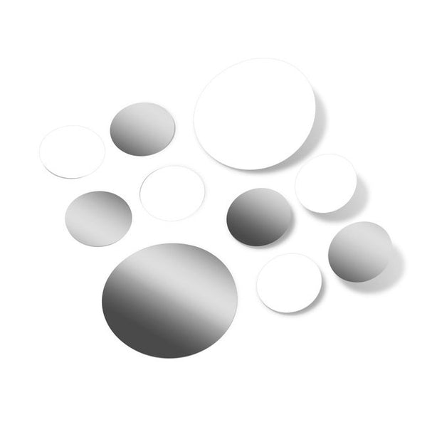 Metallic Silver / White Polka Dot Circles Wall Decals