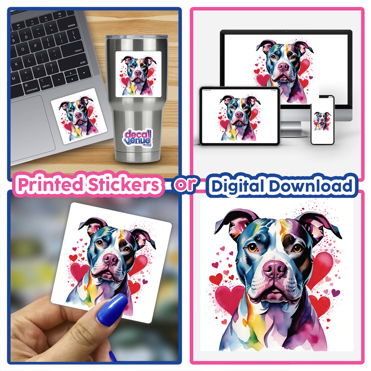 Hearts Splatter Pitbull