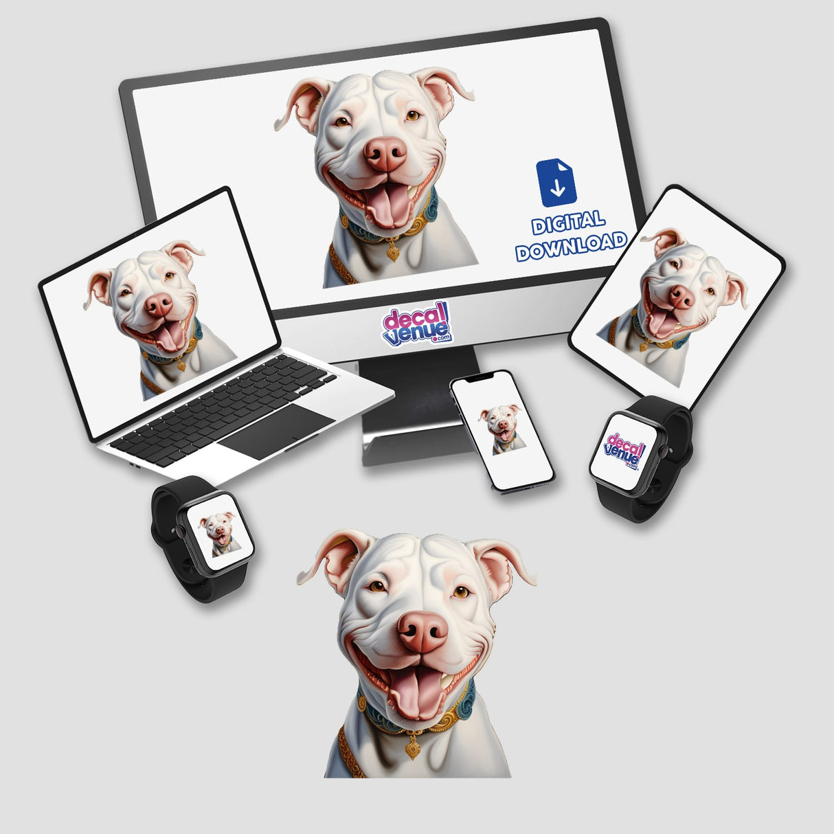 Happy White Pitbull