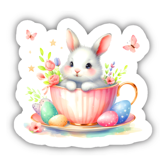 Cute Easter Bunny in a Mug Sticker