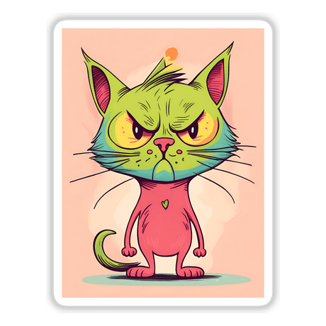 Adorable angry cartoon cat with vibrant colors and expressive features