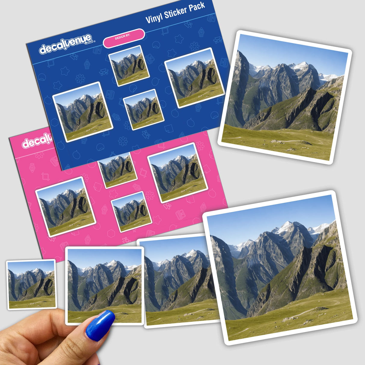 Mountain love art stickers and digital artwork featuring stunning illusion mountain scenery.