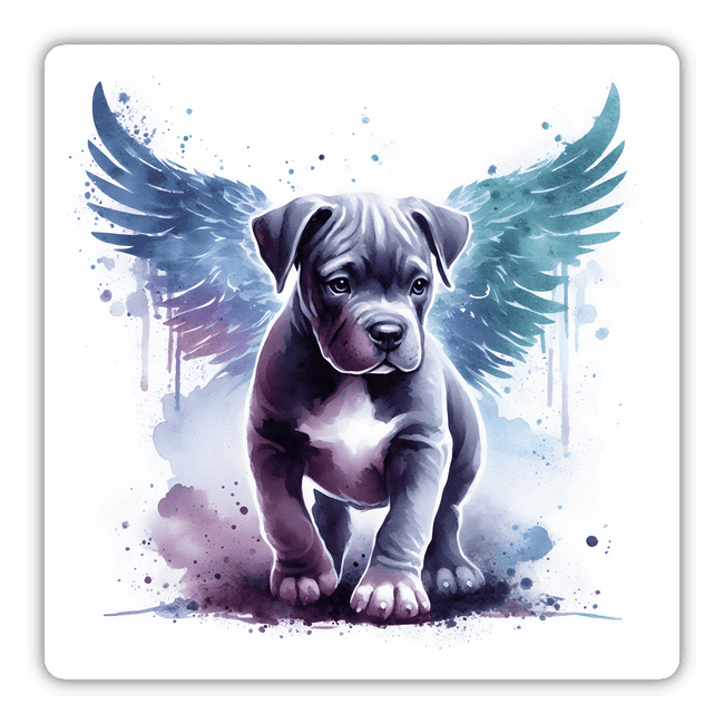 Pitbull Puppy Watercolor Angel
