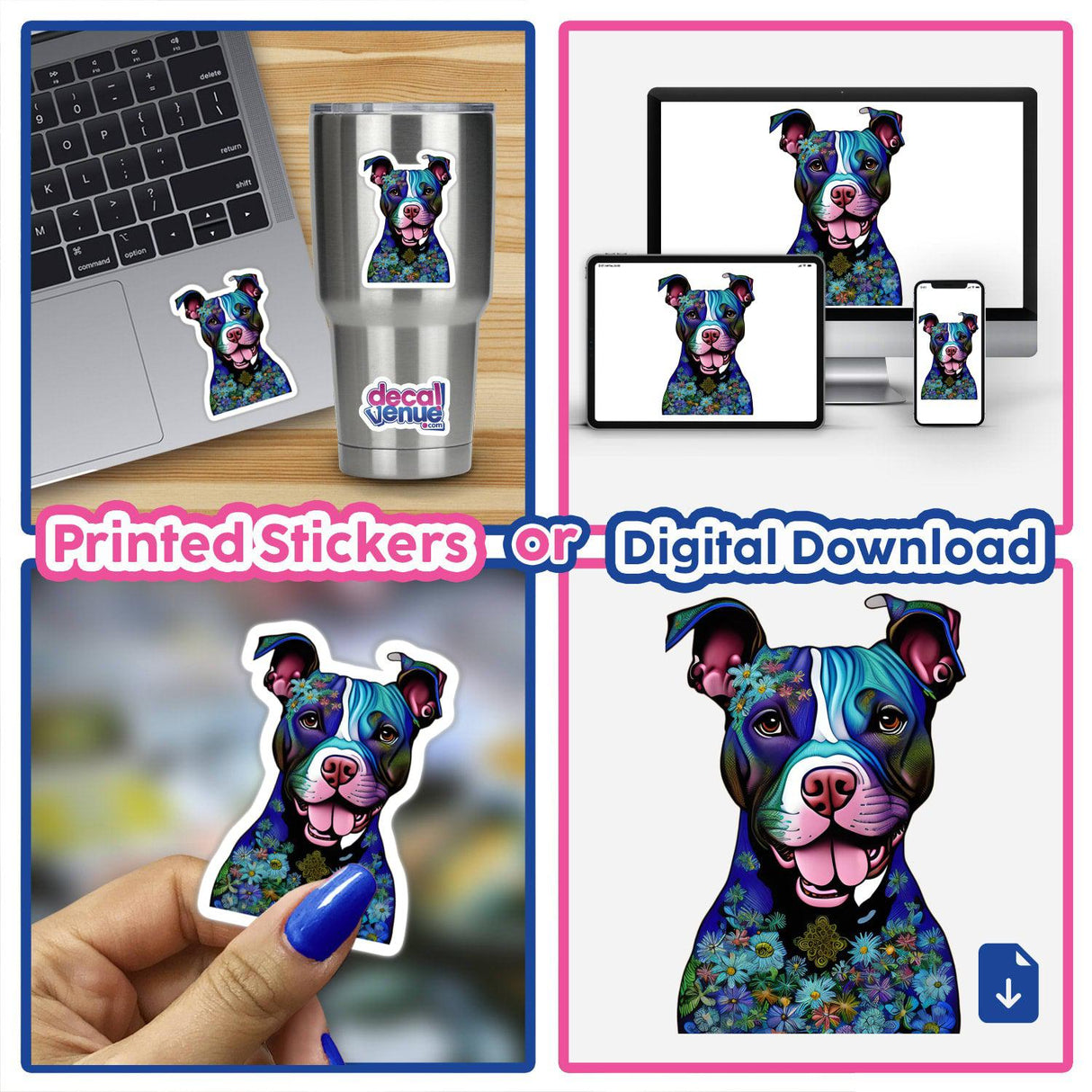 Blue Floral Pitbull