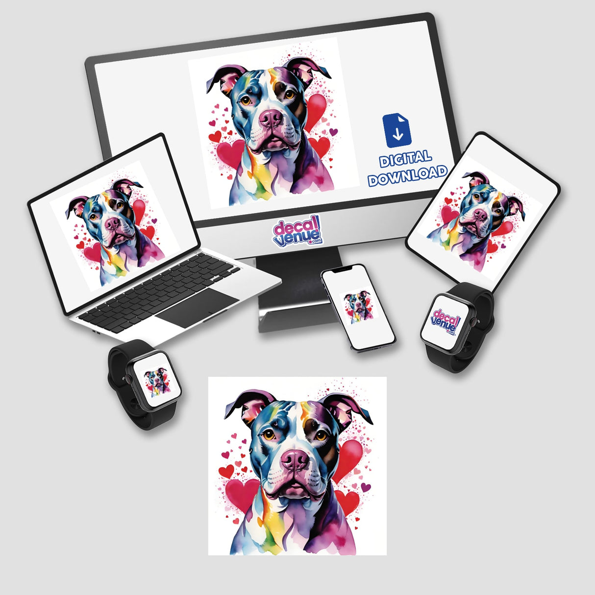 Hearts Splatter Pitbull