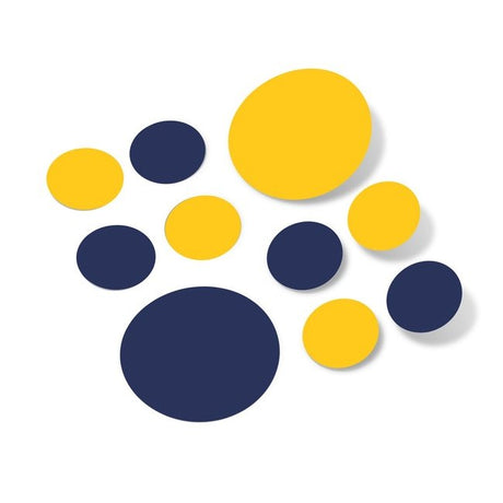 Navy Blue / Yellow Polka Dot Circles Wall Decals