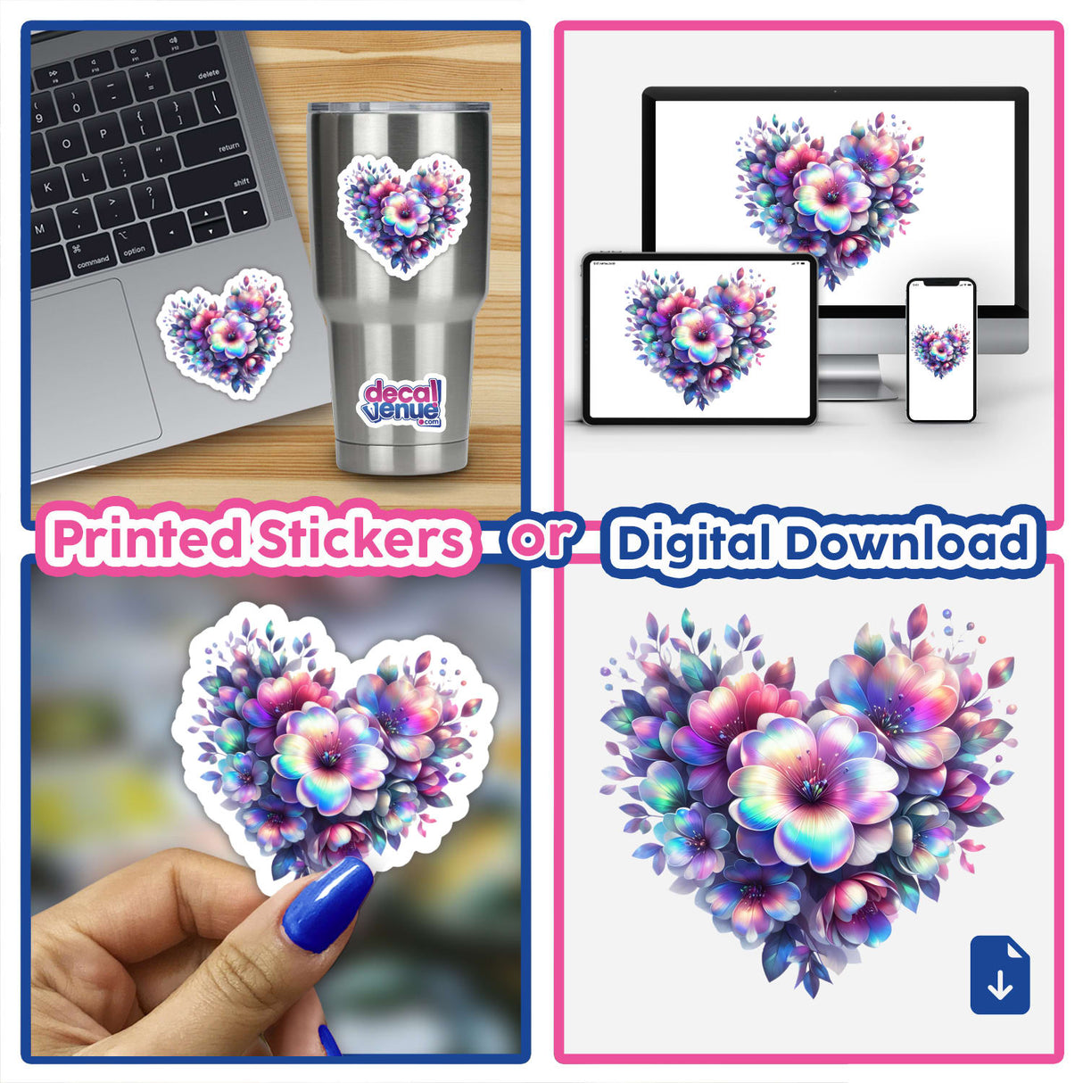 Iridescent Floral Heart