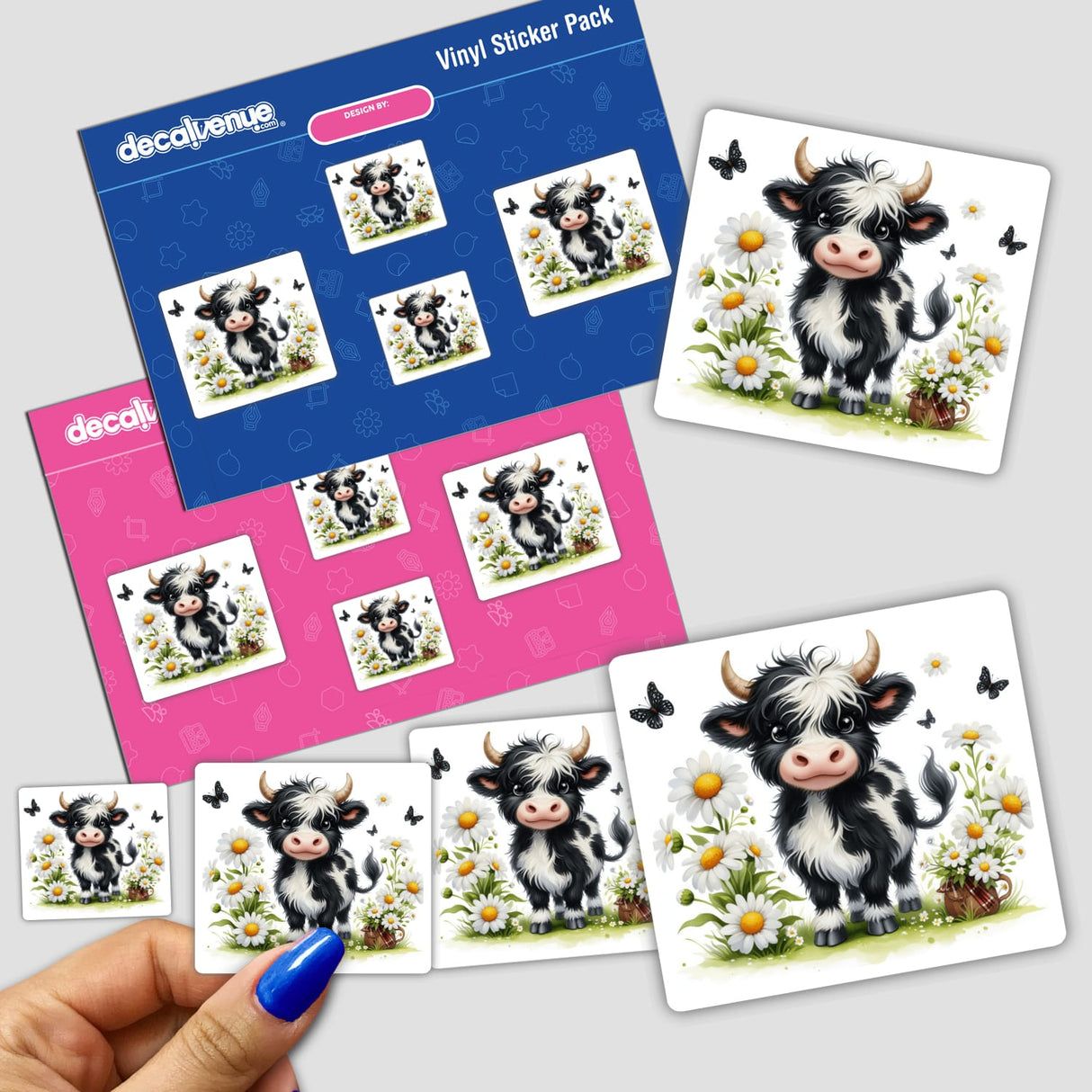 Highland Cow, Daisies and Butterflies